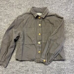 Velvet Heart Denim Utility Jacket Size S Gray Cotton Blend Cropped Button Down